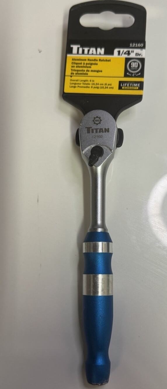 Titan 12160 1/4" Drive Aluminum Handle Ratchet 6" 4° 90 Tooth